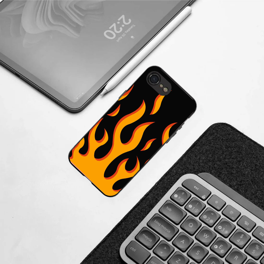 Y2k Fire Flames pattern phone case for iphone 16E | Glass case