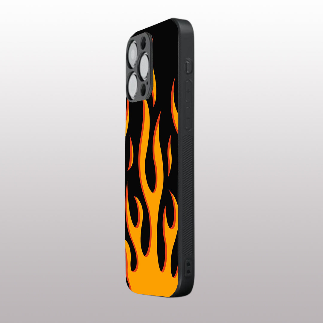 Y2k Fire Flames pattern phone case for iphone 16 pro max | Glass case