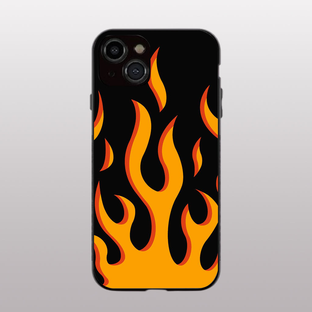 Y2k Fire Flames pattern phone case for iphone 14 | Glass case