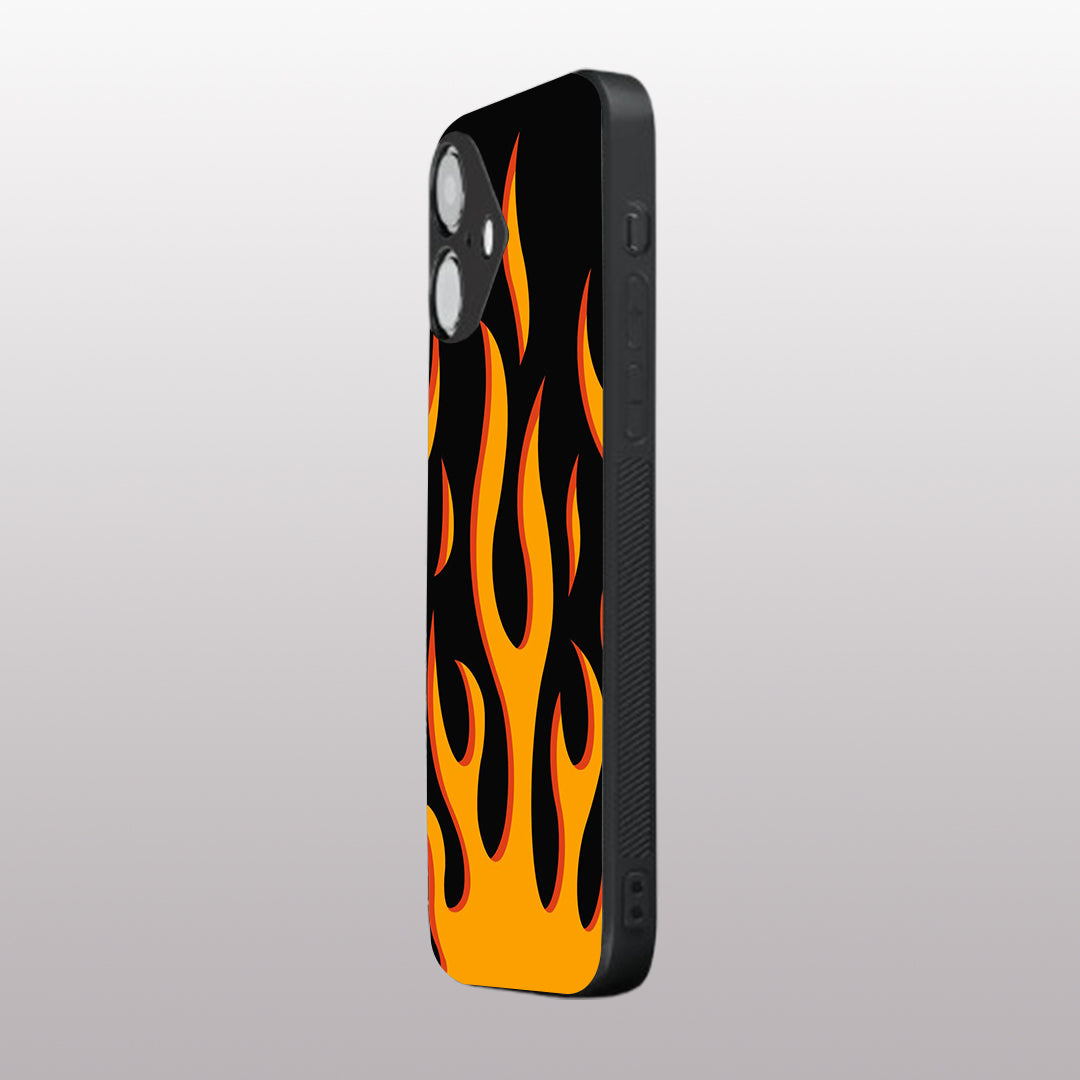 Y2k Fire Flames pattern phone case for iphone 16 plus | Glass case