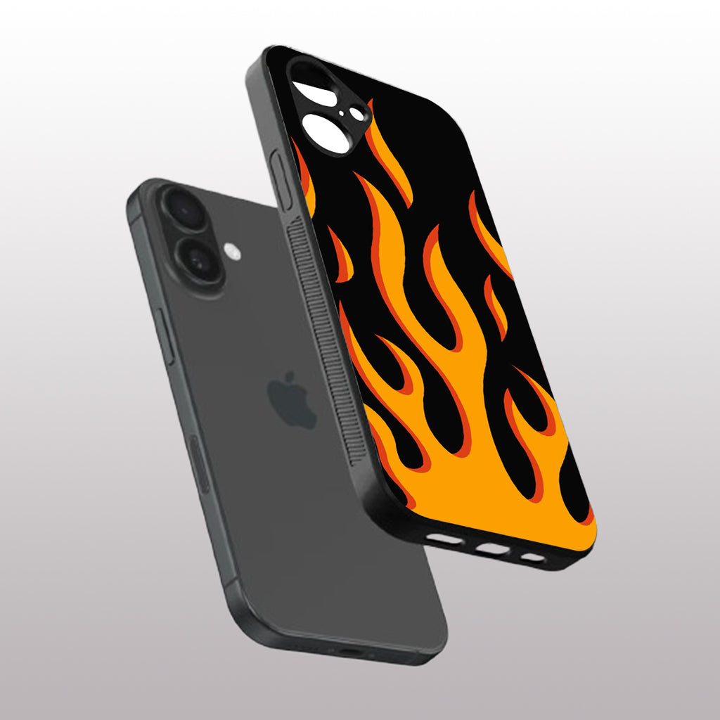 Y2k Fire Flames pattern phone case for iphone 16 plus | Glass case