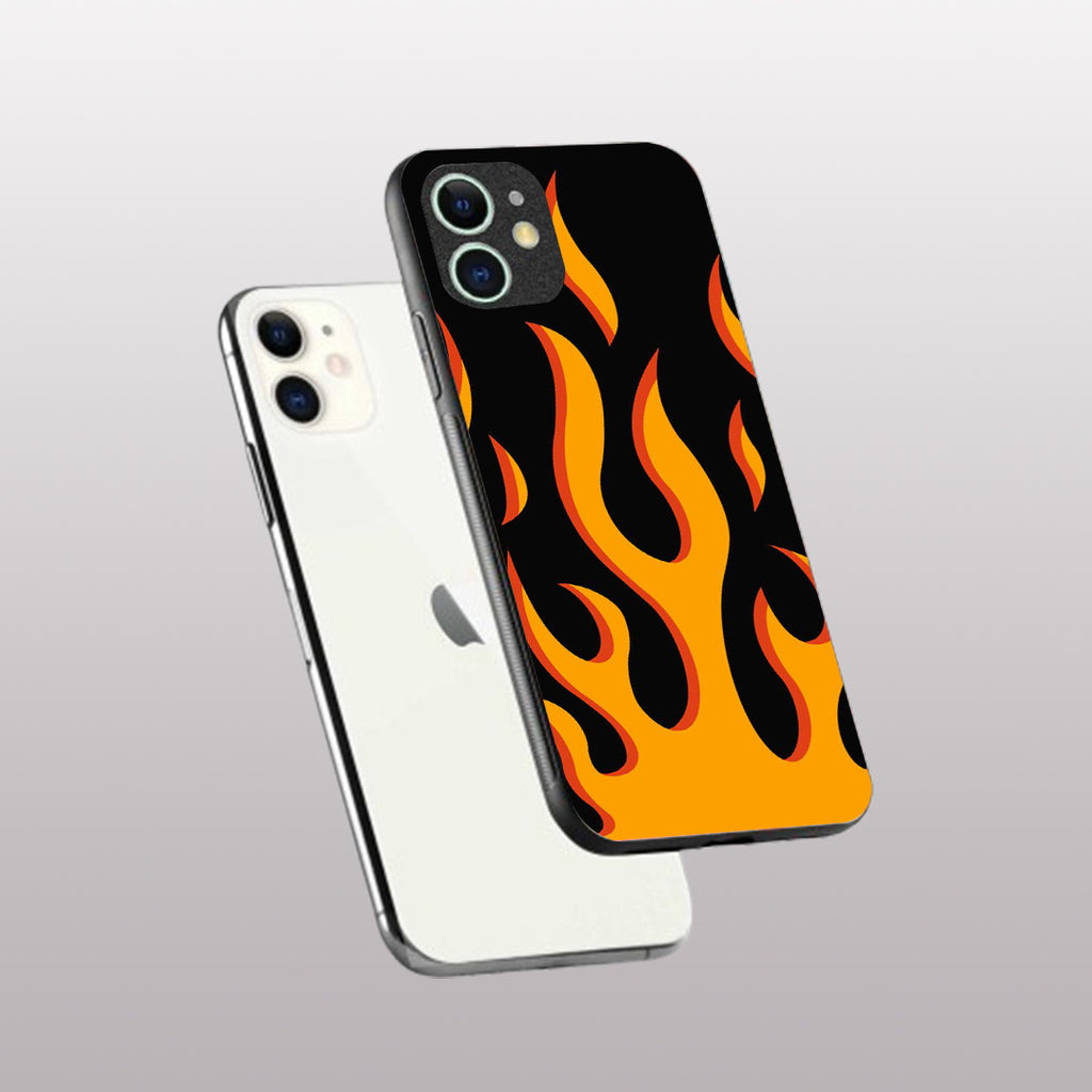 Y2k Fire Flames pattern phone case for iphone 12 |Glass case