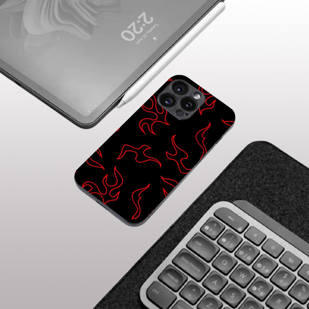 Y2k Lil Flames pattern phone case for iphone 16 pro max | Glass case