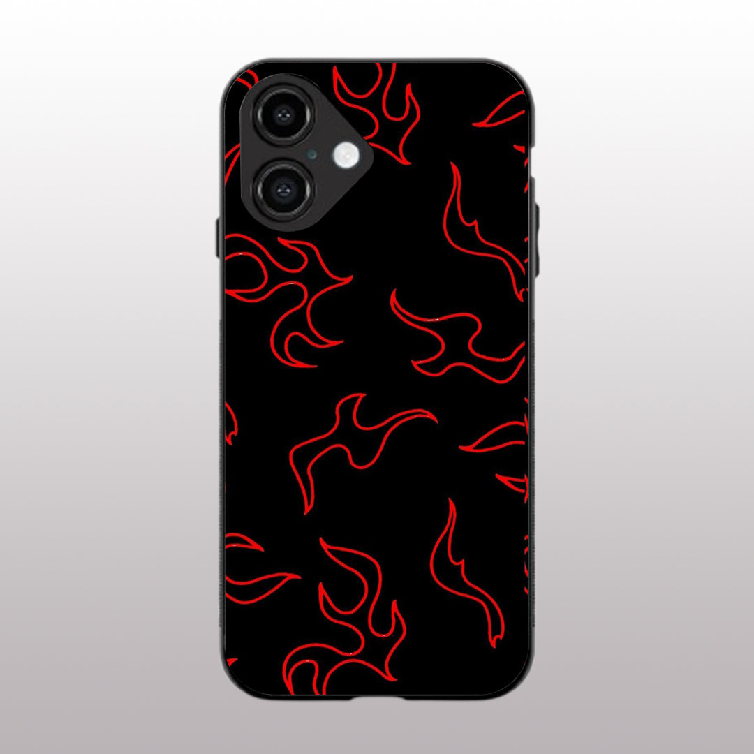 Y2k Lil Flames pattern phone case for iphone 16 plus | Glass case