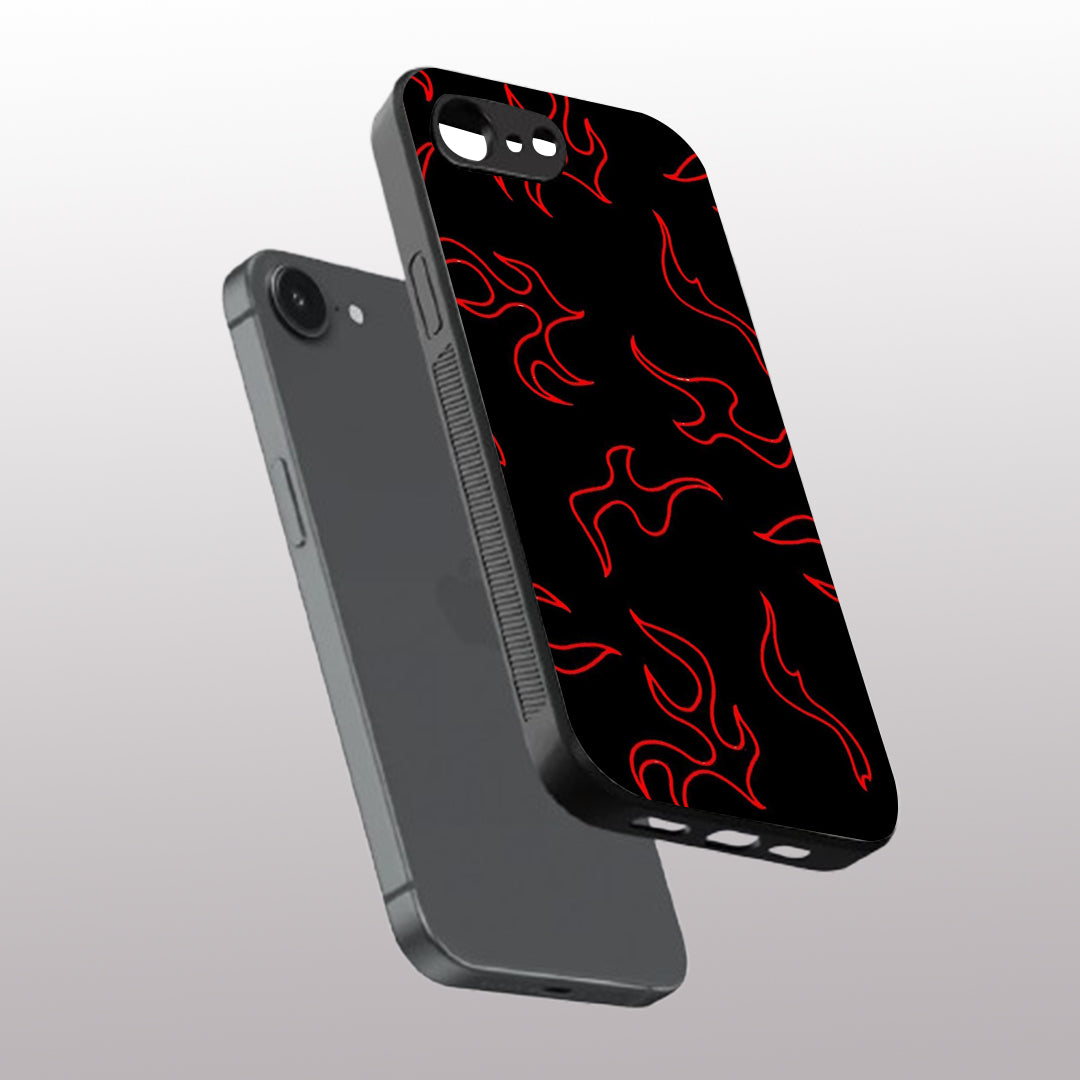 Y2k Lil Flames pattern phone case iphone 16E | Glass case