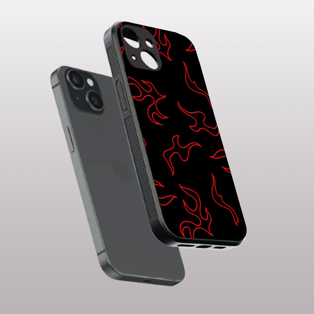 Y2k Lil Flames pattern phone  case for iphone 15 plus | Glass case