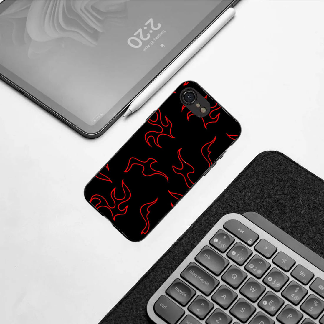 Y2k Lil Flames pattern phone case iphone 16E | Glass case