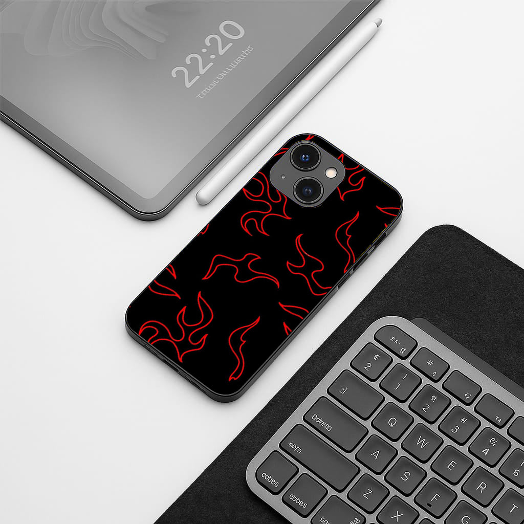 Y2k Lil Flames pattern phone case for iphone 14 | Glass case