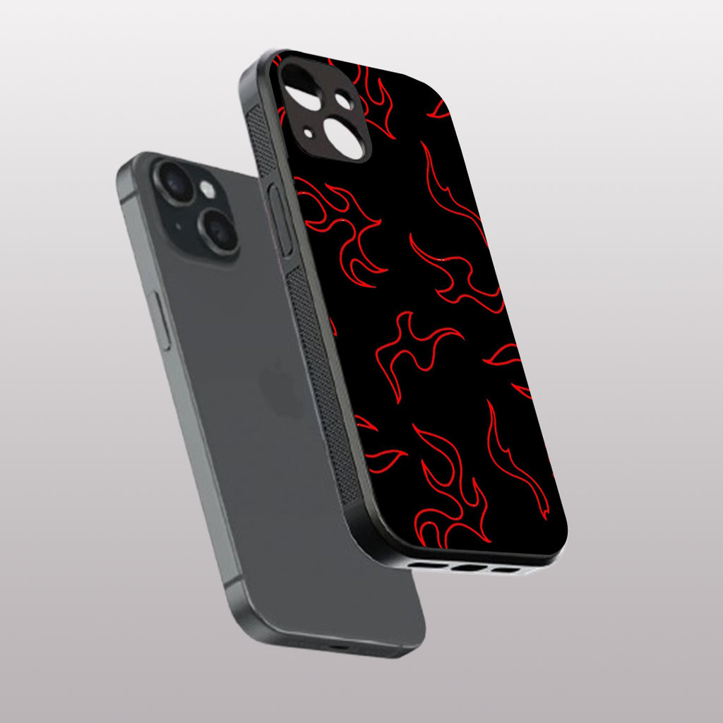 Y2k Lil Flames pattern phone case for iphone 14 | Glass case