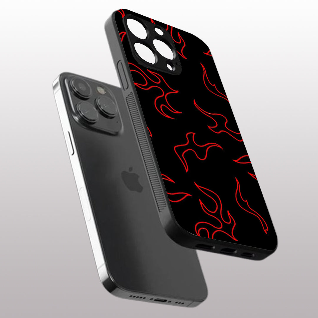 Y2k Lil Flames pattern phone case for iphone 16 pro | Glass case