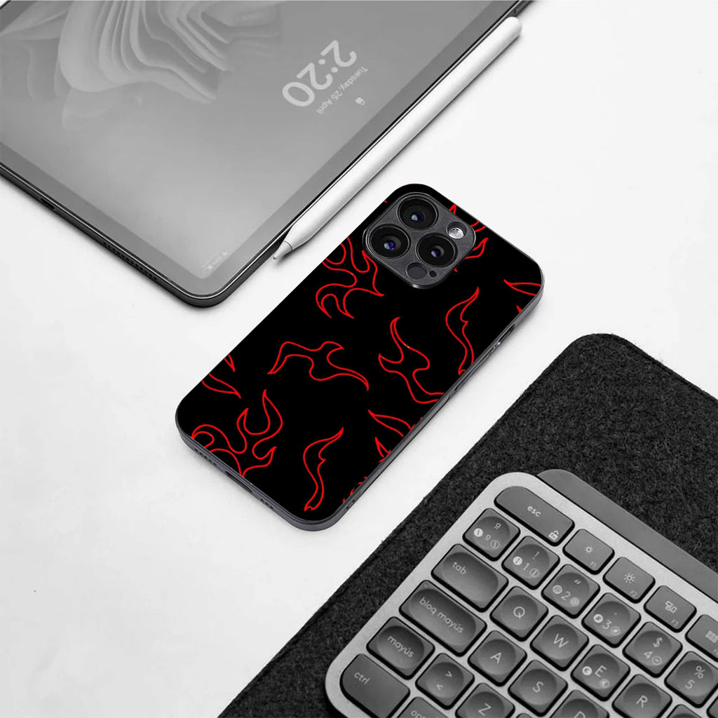 Y2k Lil Flames pattern phone case for iphone 11 pro max |Glass case
