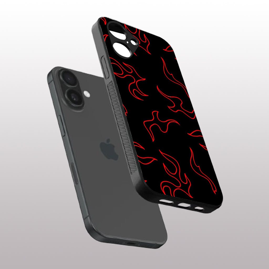 Y2k Lil Flames pattern phone case for iphone 16 plus | Glass case