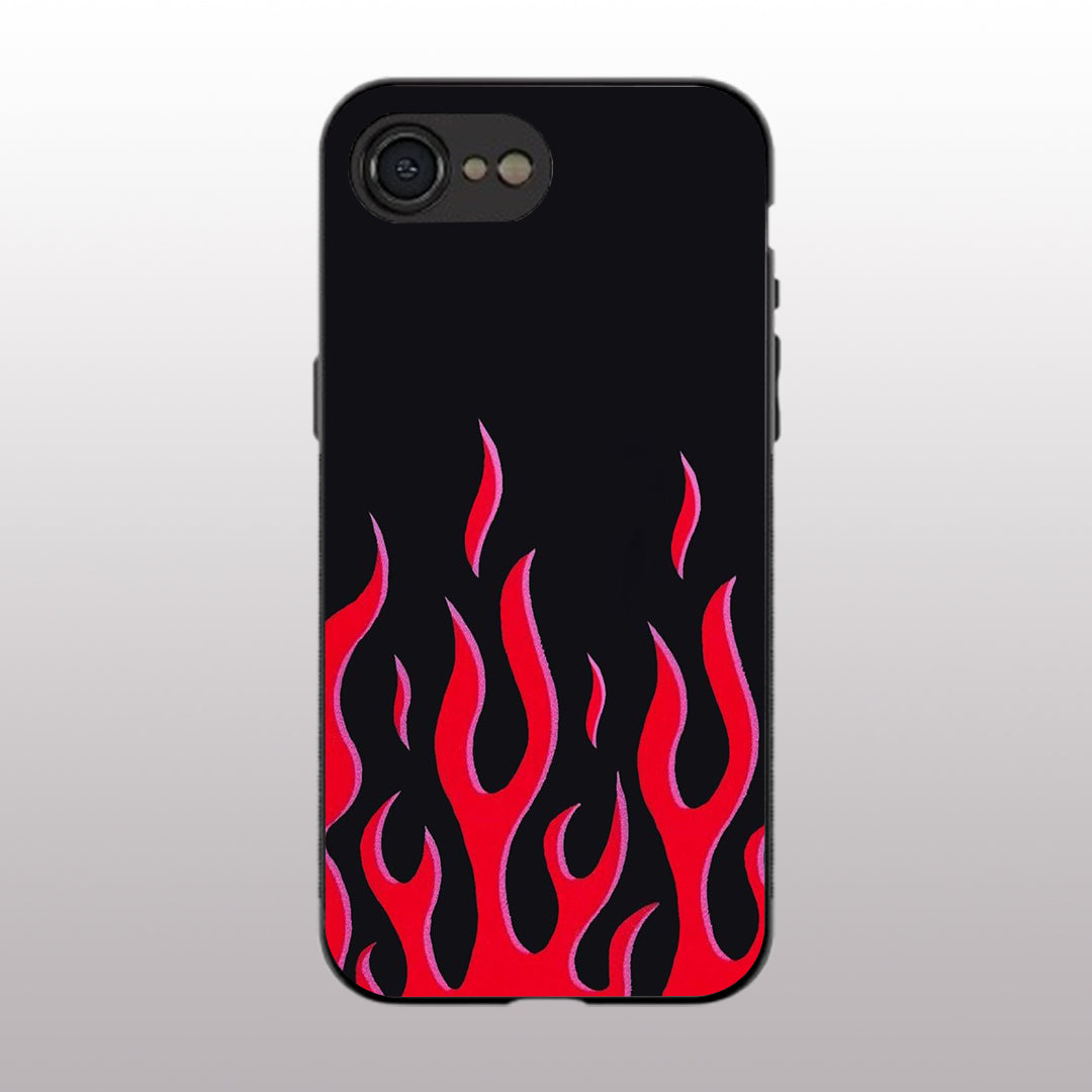 Y2k Red Flames pattern phone case  for iphone 16E | Glass case