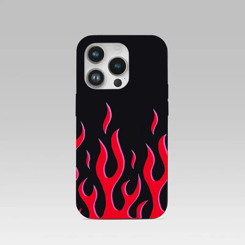 Y2k Red Flames pattern phone case for iphone 14 pro | Glass case