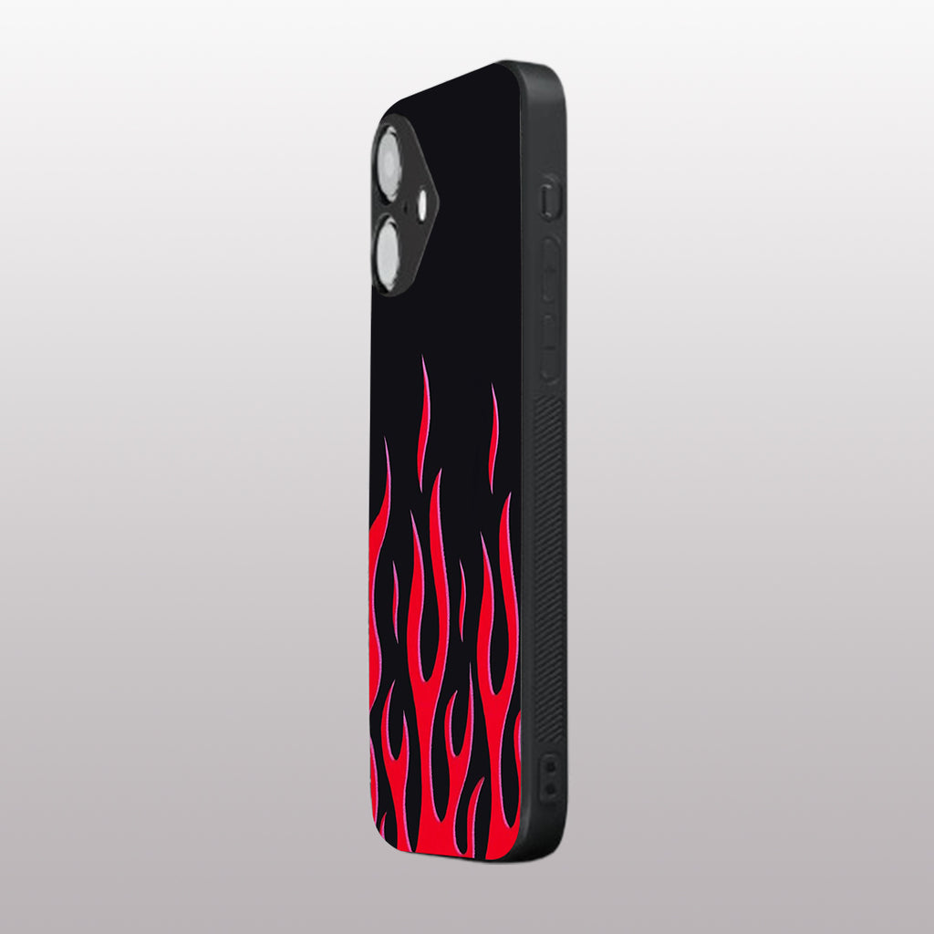 Y2k Red Flames pattern phone case for iphone 16 plus | Glass case