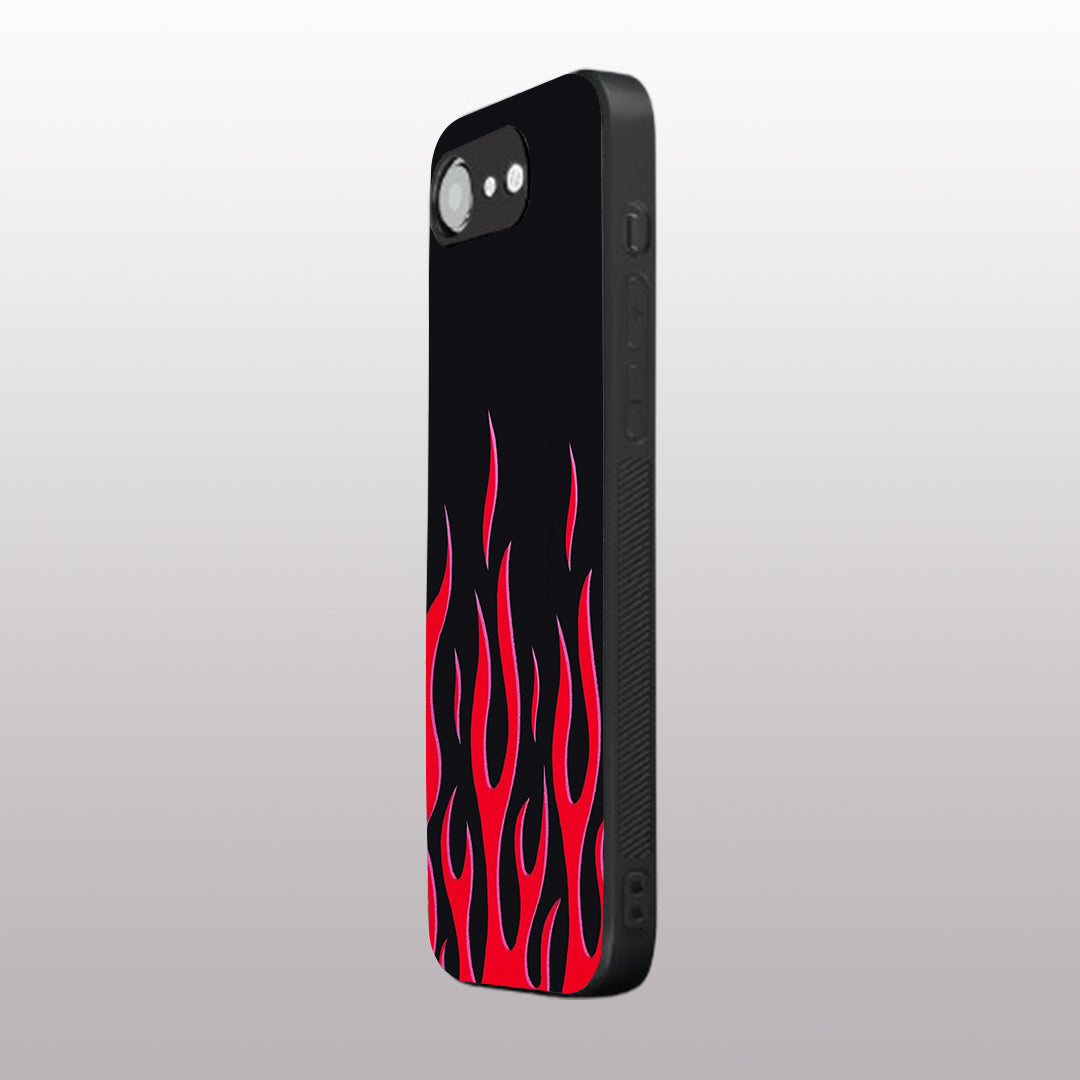 Y2k Red Flames pattern phone case  for iphone 16E | Glass case