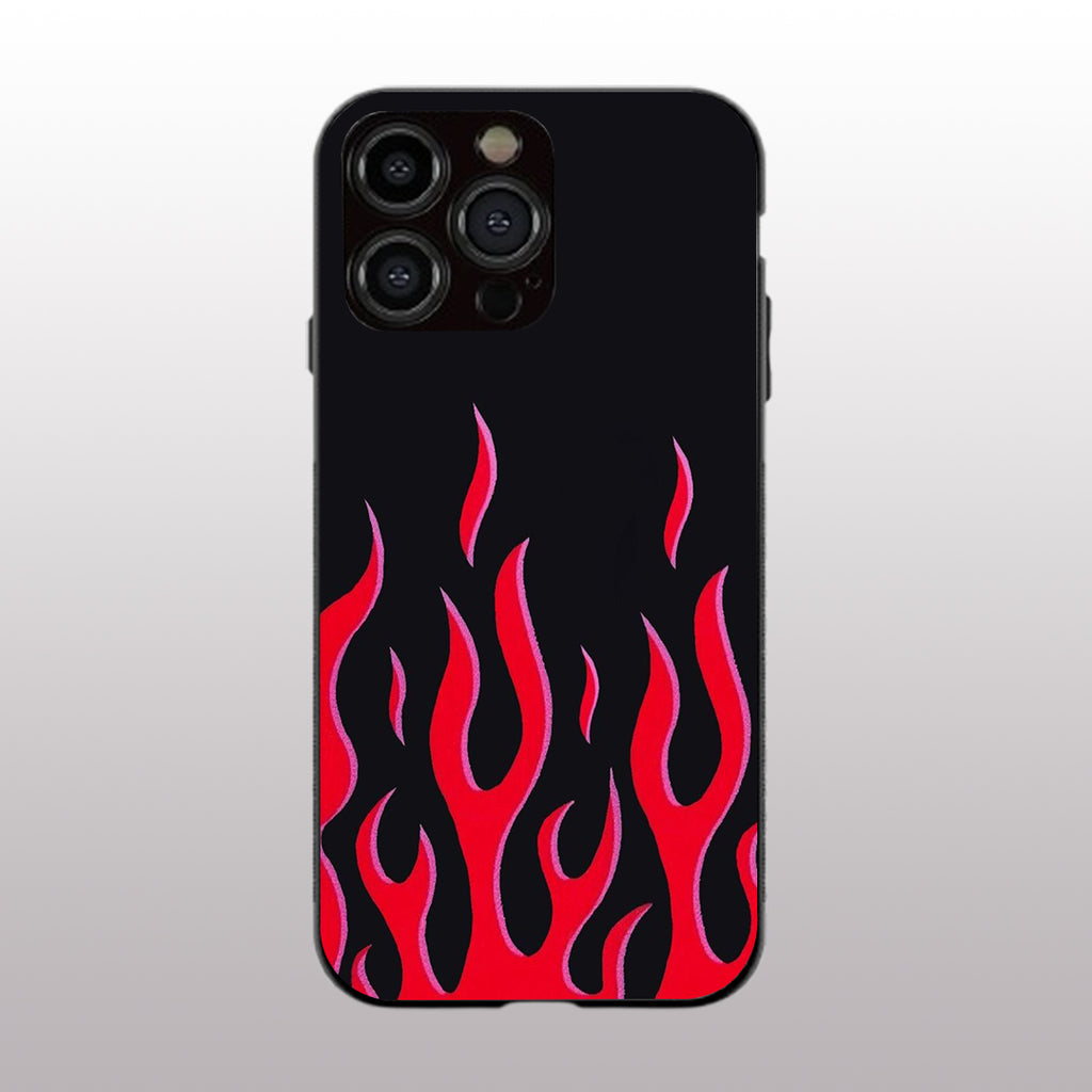 Y2k Red Flames pattern phone case for iphone 14 pro max | Glass case