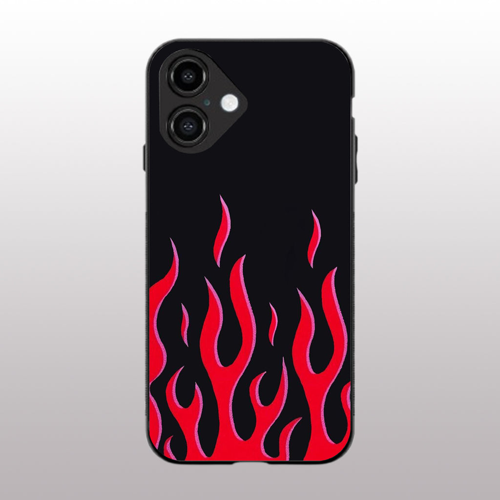 Y2k Red Flames pattern phone case for iphone 16 | Glass case