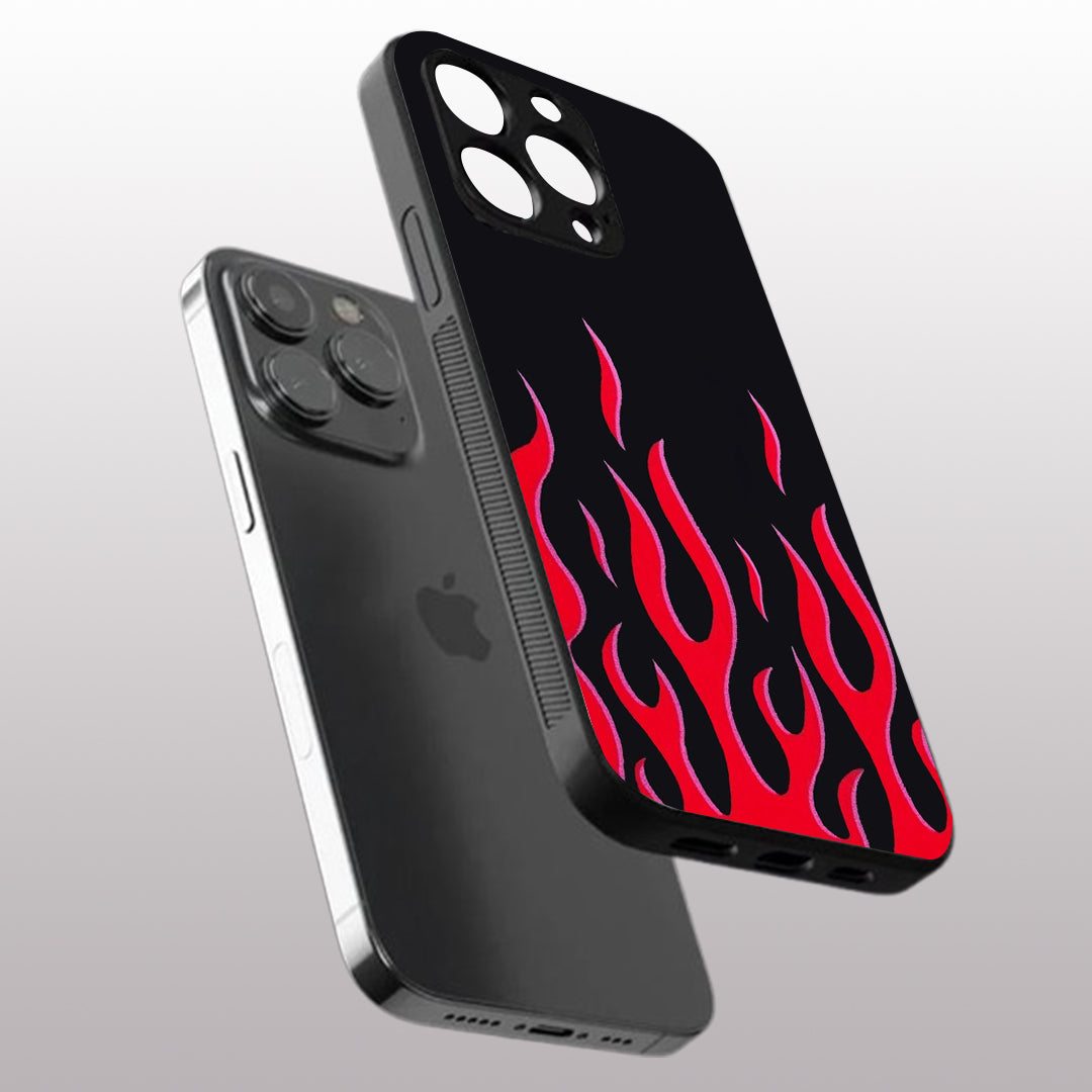 Y2k Red Flames pattern phone case for iphone 12 pro |Glass case