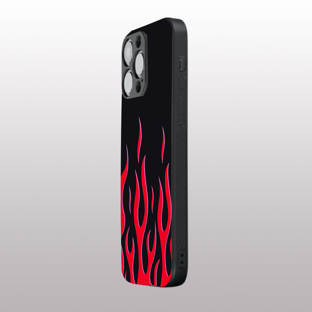 Y2k Red Flames pattern phone case for iphone 13 pro max |Glass case