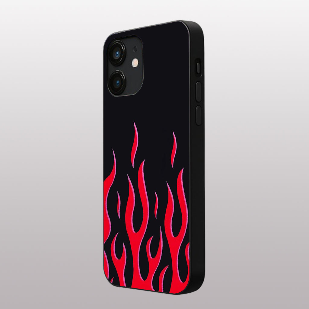Y2k Red Flames pattern phone case for iphone 12 |Glass case