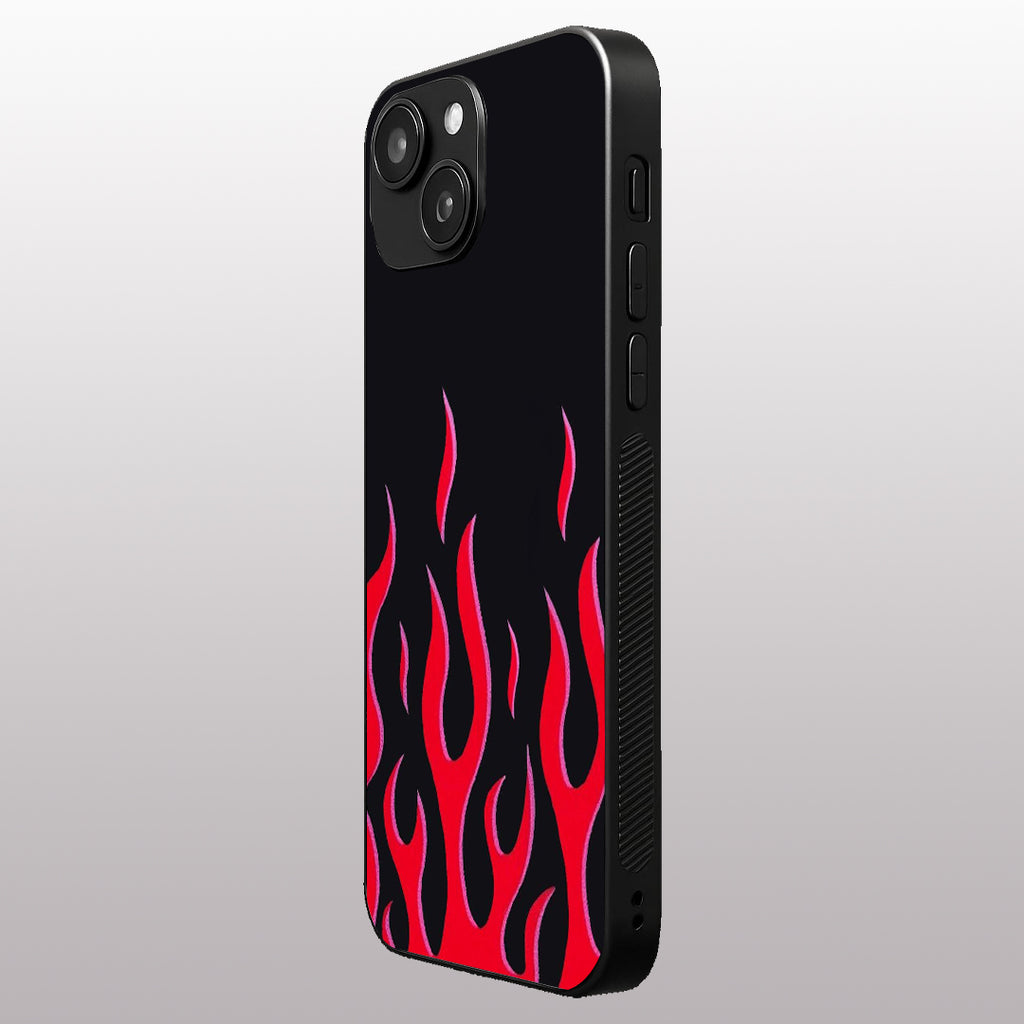 Y2k Red Flames pattern phone case for iphone 15 | Glass case