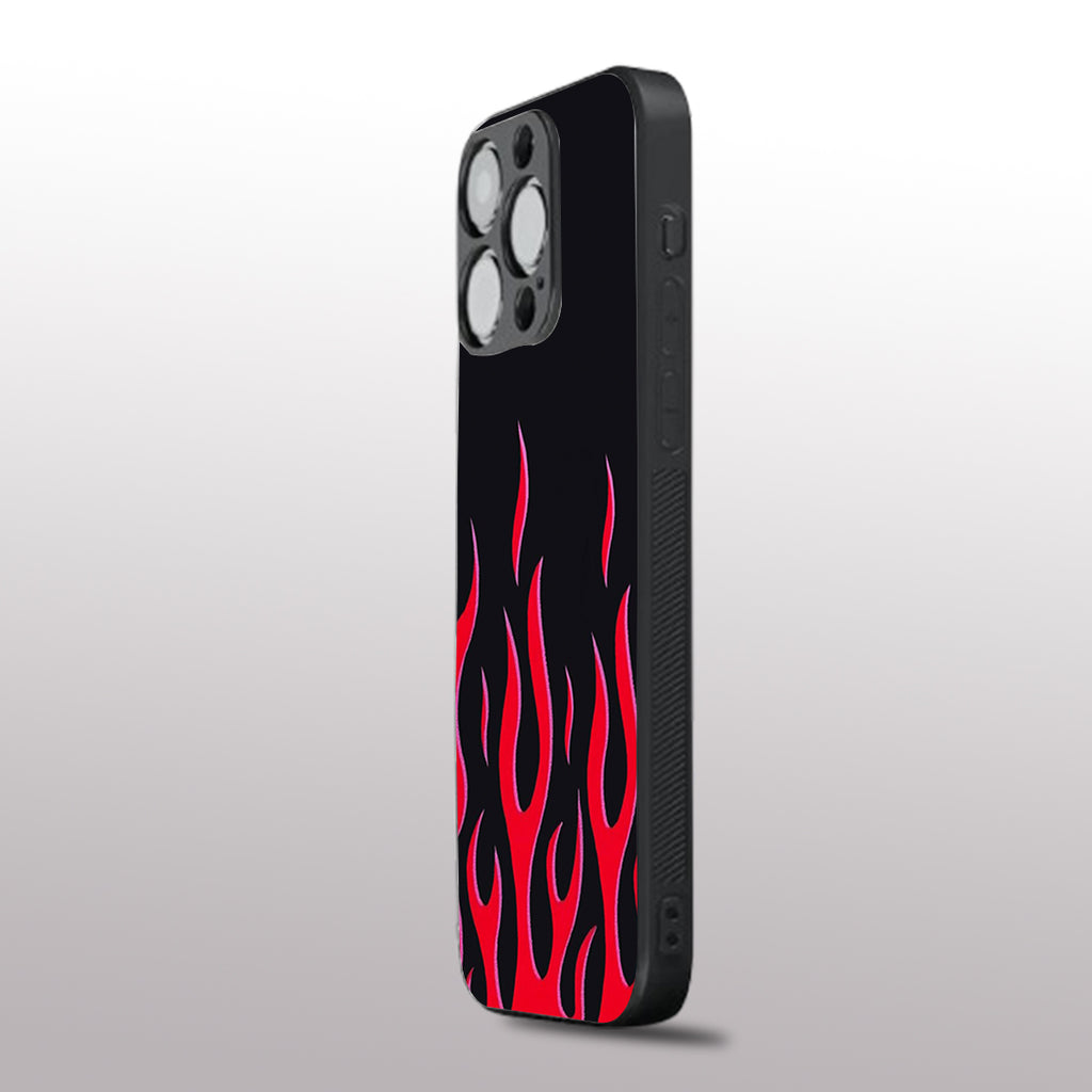 Y2k Red Flames pattern phone case for iphone 11pro max|Glass case