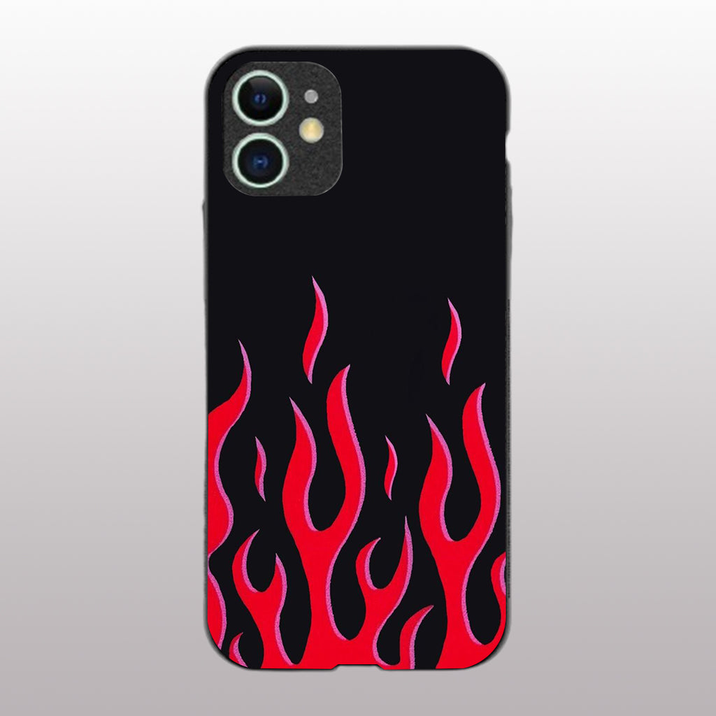 Y2k Red Flames pattern phone case for iphone 12 |Glass case