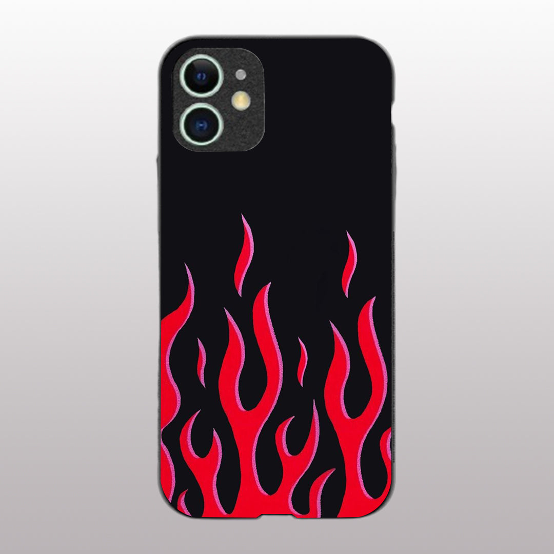 Y2k Red Flames pattern phone case for iphone 12 |Glass case