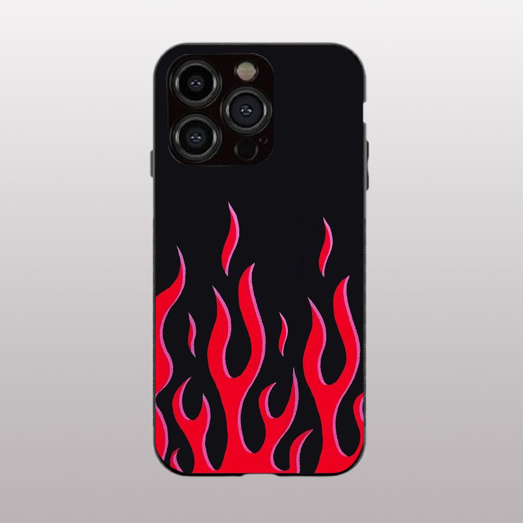 Y2k Red Flames pattern phone case for iphone 11pro max|Glass case