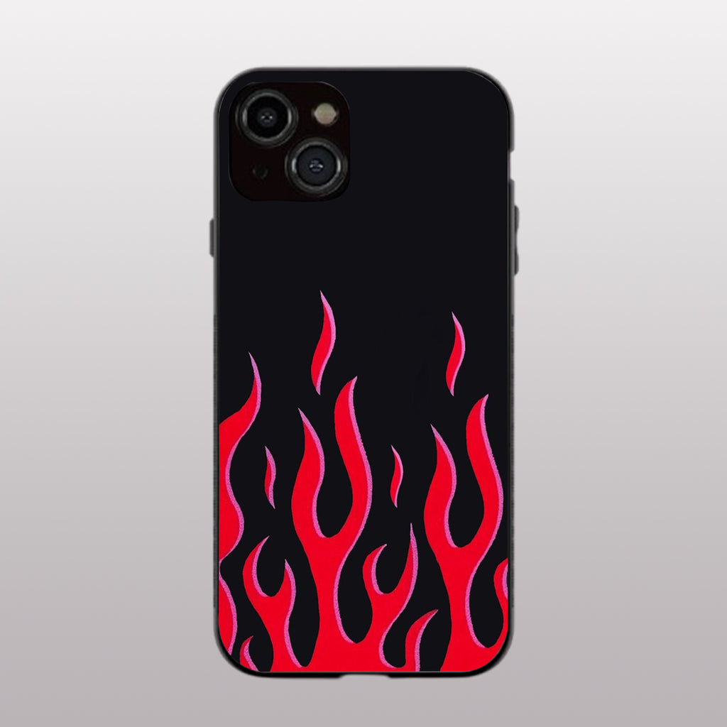 Y2k Red Flames pattern phone case for iphone 13 |Glass case