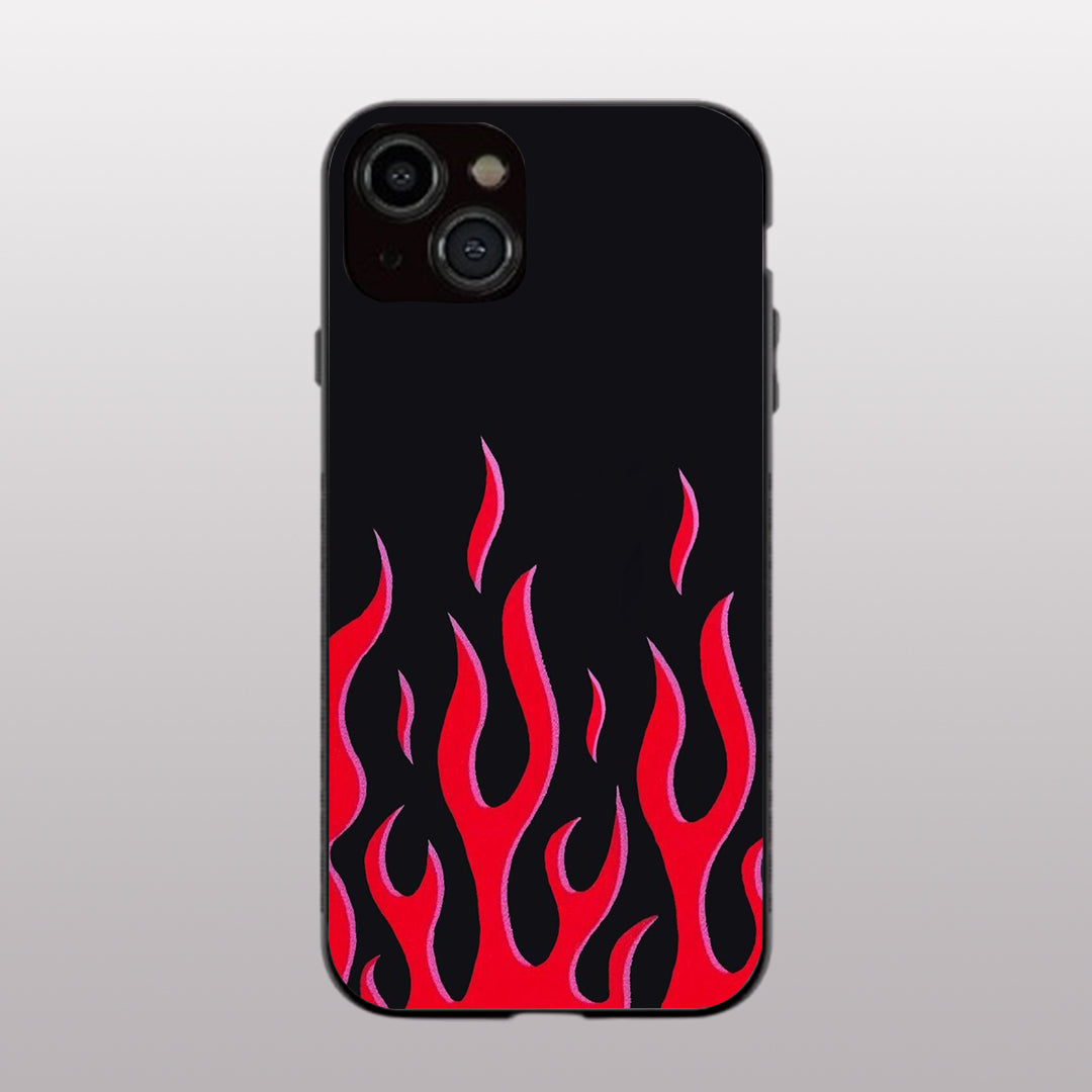 Y2k Red Flames pattern phone case for iphone 13 |Glass case