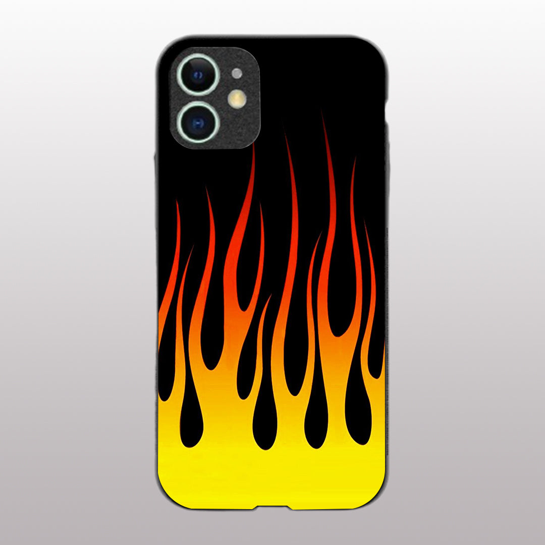 Y2k Yellow Flames pattern phone case for iphone 11 | Glass case