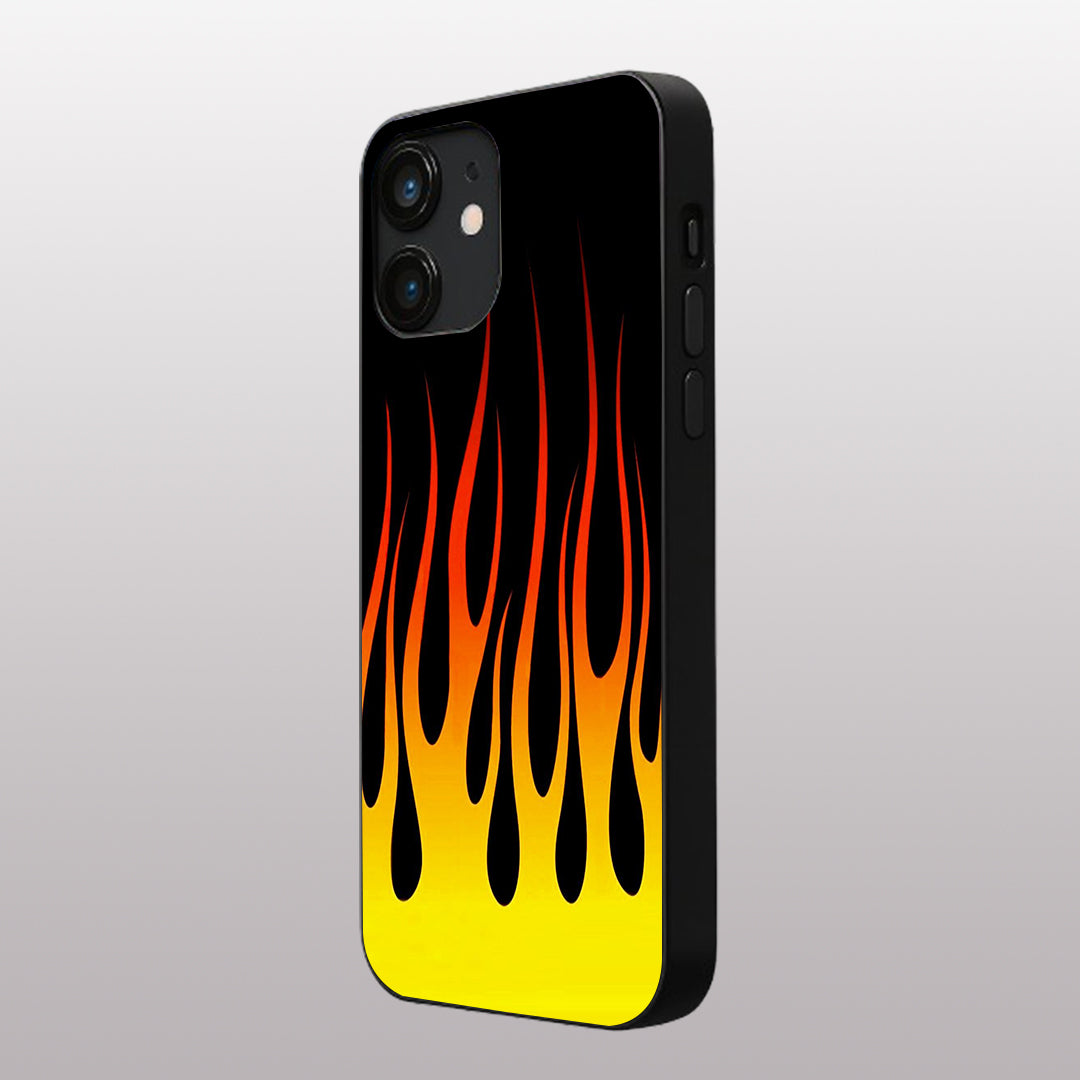 Y2k Yellow Flames pattern phone case for iphone 11 | Glass case