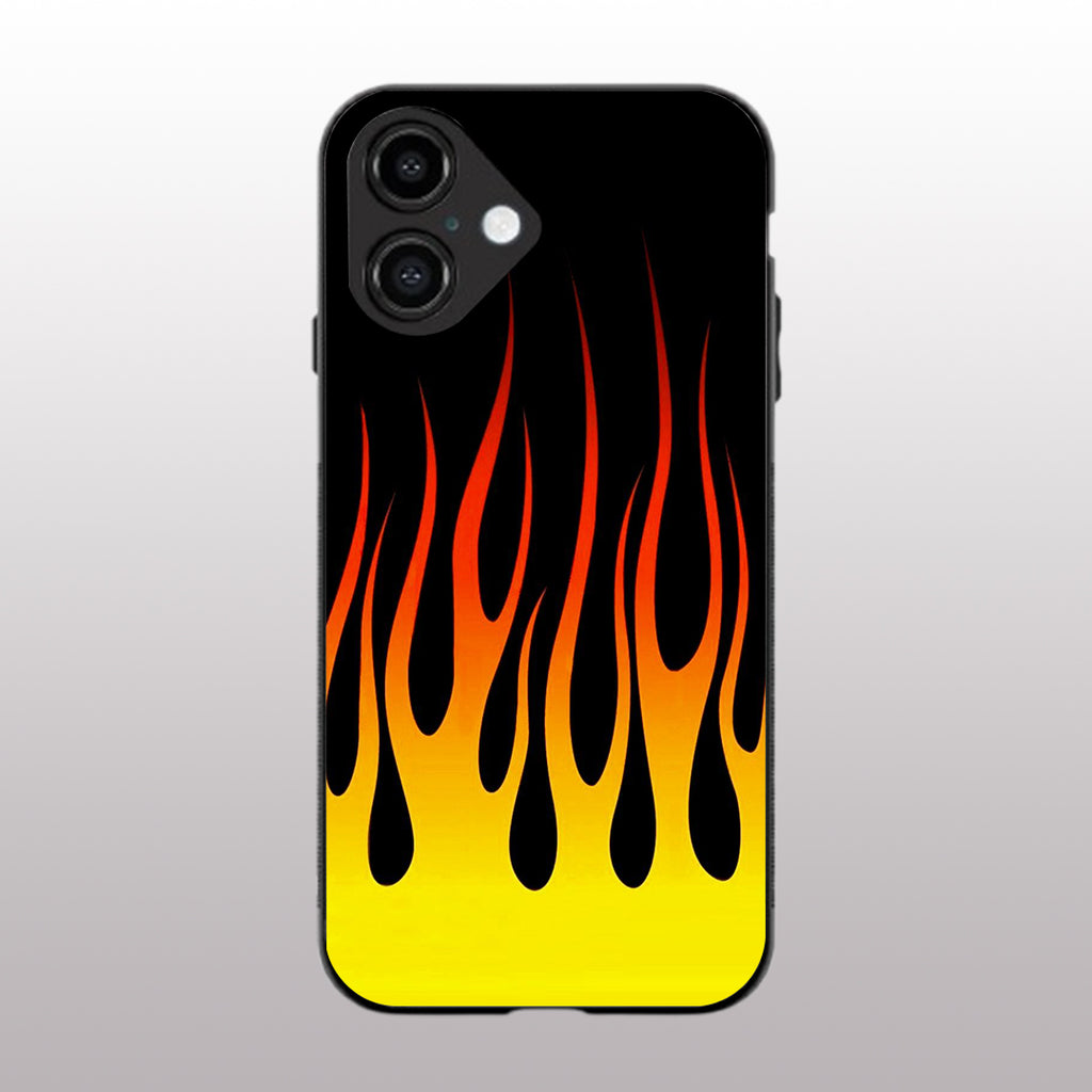 Y2k Yellow Flames pattern phone case for iphone 16 | Glass case