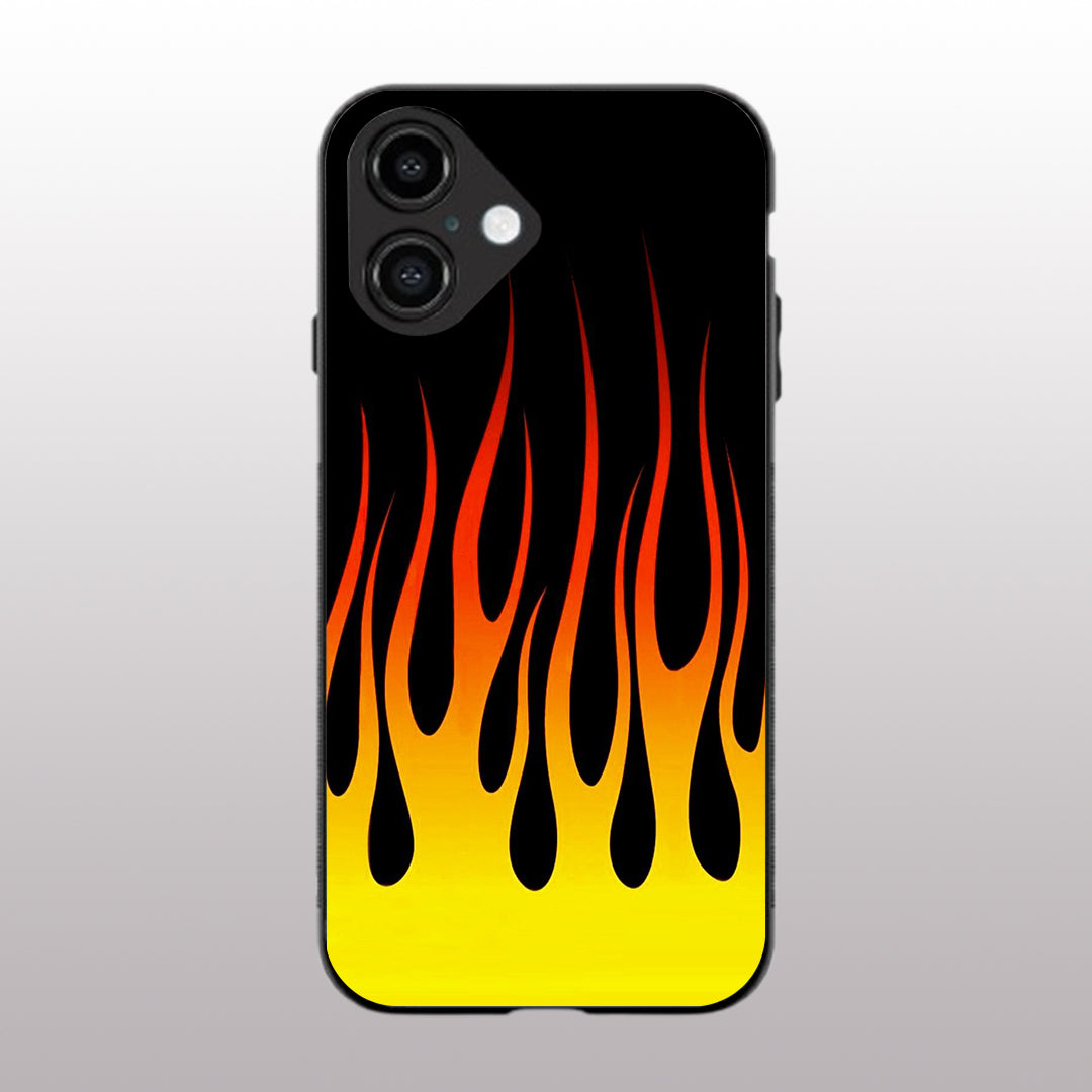 Y2k Yellow Flames pattern phone case for iphone 16 | Glass case