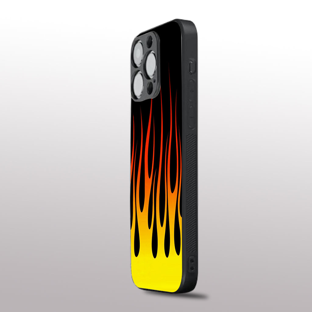 Y2k Yellow Flames pattern phone  case for iphone 11 pro max |Glass case