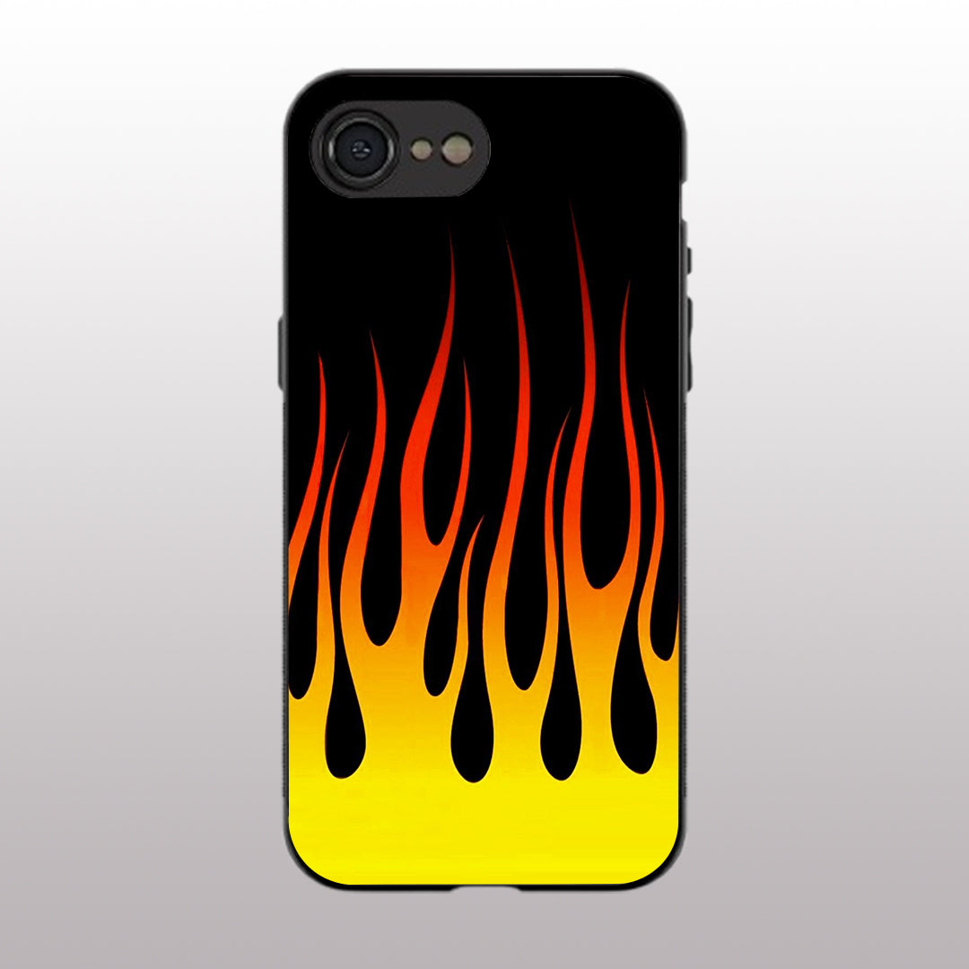 Y2k Yellow Flames pattern phone case  for iphone 16E | Glass case