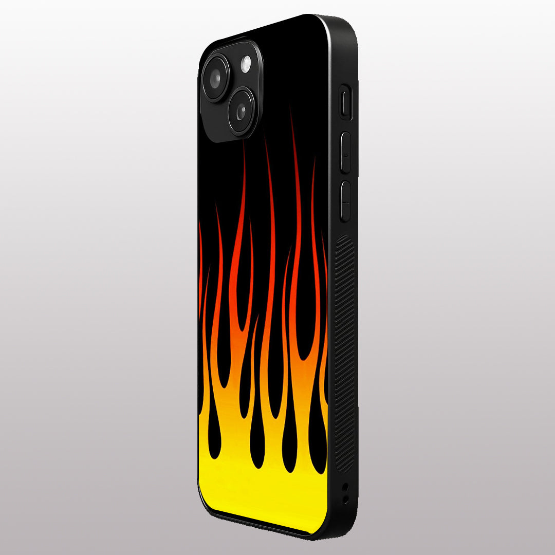 Y2k Yellow Flames pattern phone case for iphone 13 mini | Glass case