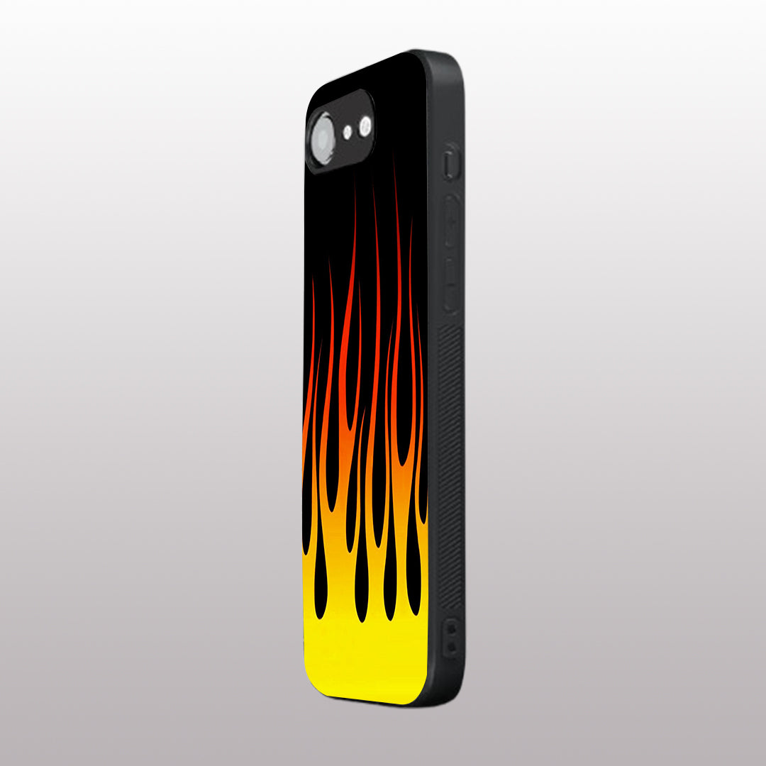 Y2k Yellow Flames pattern phone case  for iphone 16E | Glass case