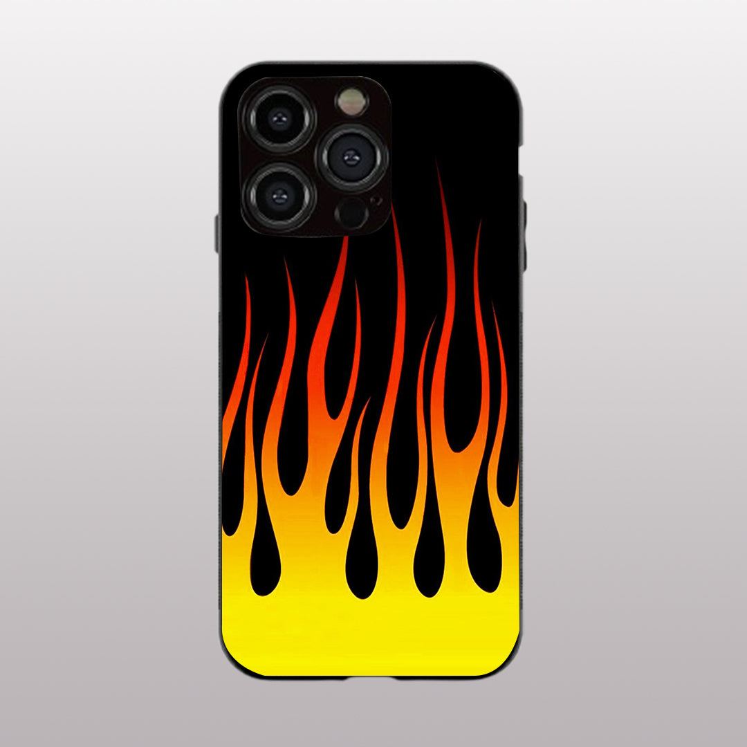 Y2k Yellow Flames pattern phone case for iphone 12 pro max | Glass case