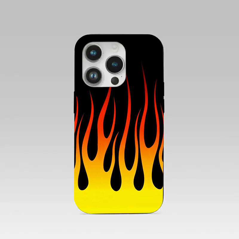 Y2k Yellow Flames pattern phone case for iphone 14 pro | Glass case