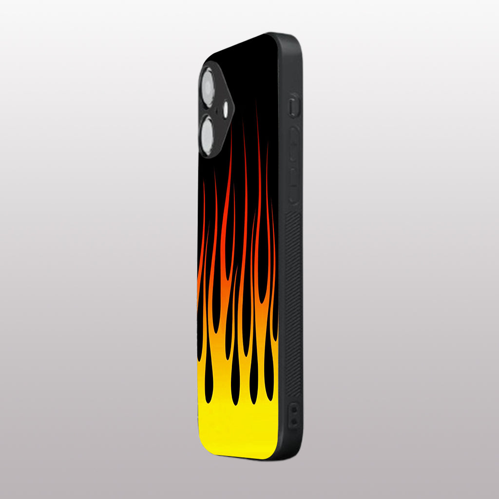 Y2k Yellow Flames pattern phone case for iphone 16 plus | Glass case