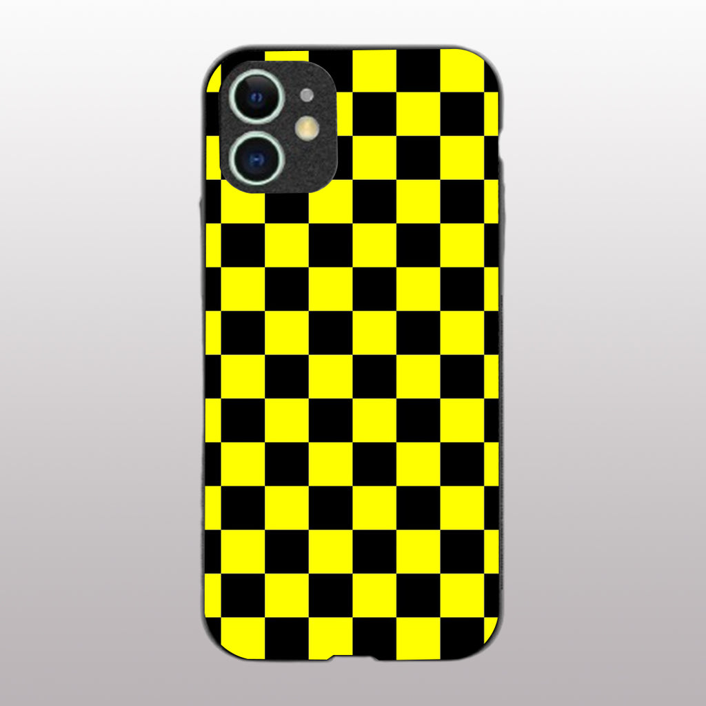 Yellew & Black Check Pattern phone case for iphone 12 mini |Glass case