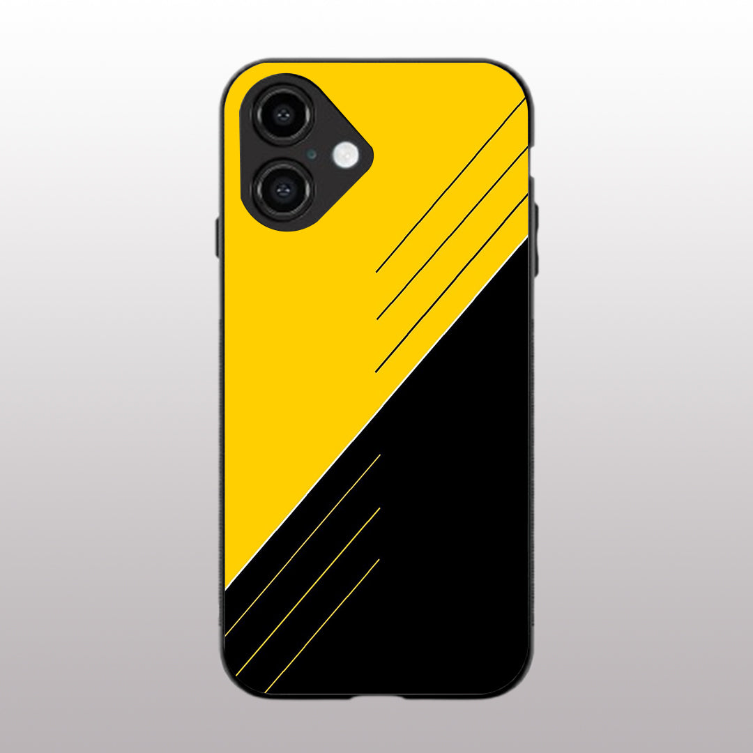 Yellow & Black pattern phone case for iphone 16 |Glass case