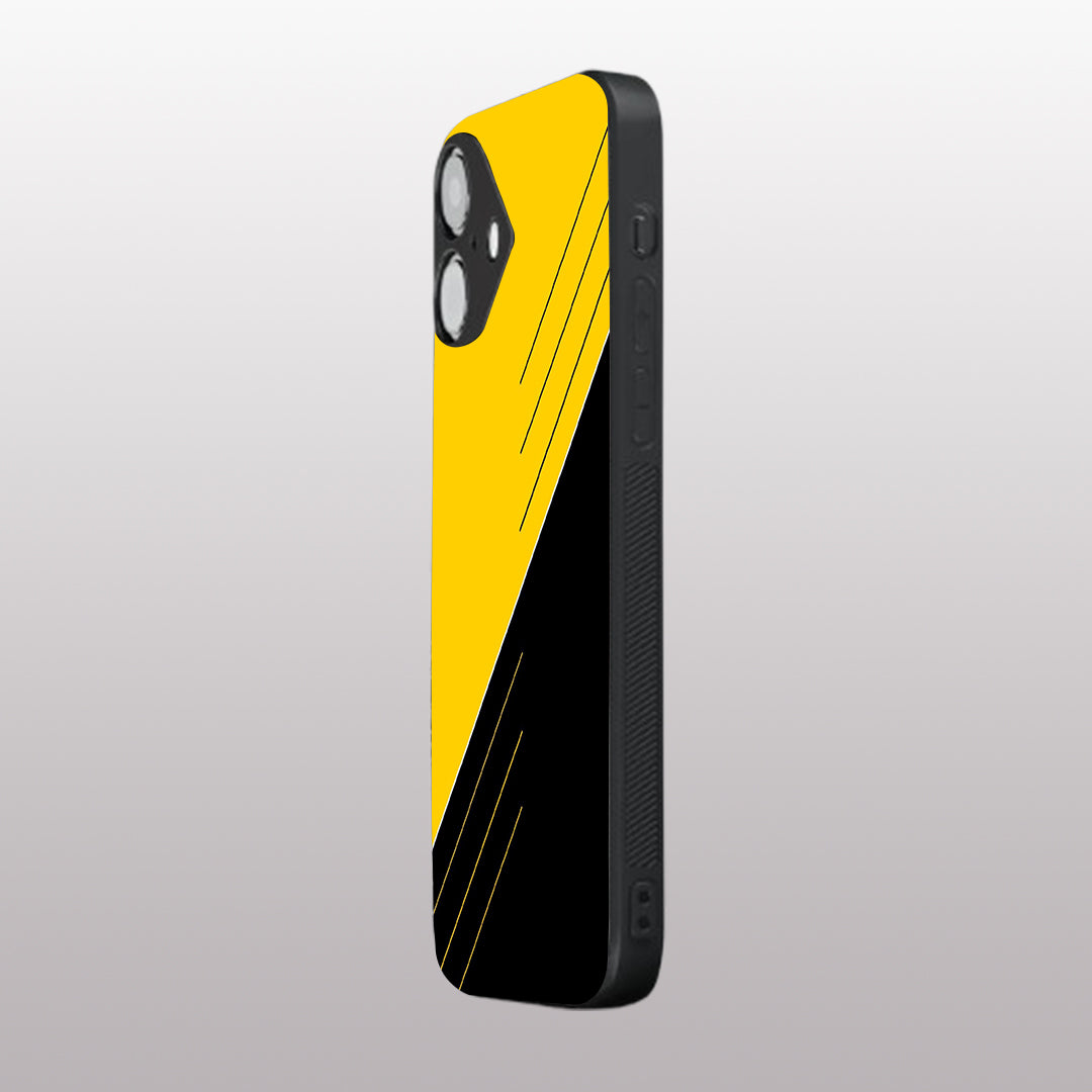 Yellow & Black pattern phone case for iphone 16 plus | Glass case