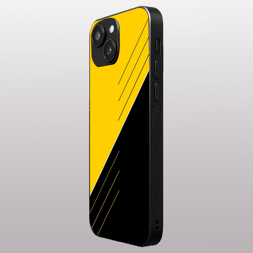Yellow & Black pattern phone case for iphone 14 plus | Glass case
