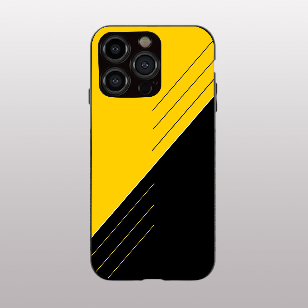 Yellow & Black pattern phone case for iphone 11 pro max |Glass case