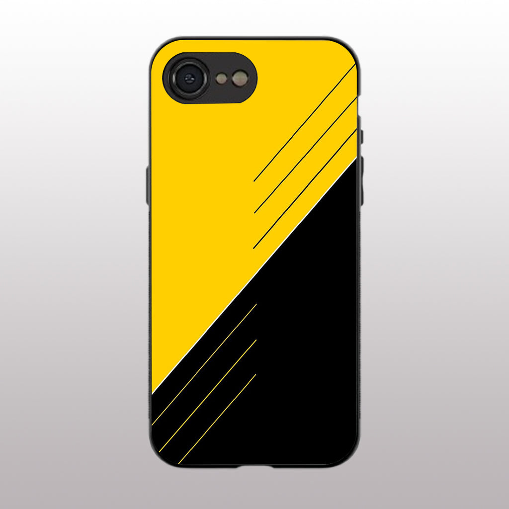 Yellow & Black pattern phone case for iphone 16E | Glass case