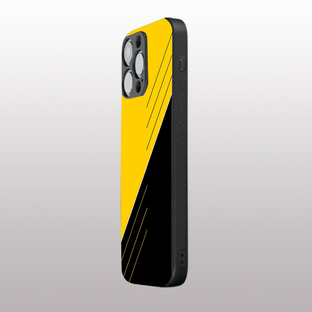 Yellow & Black pattern phone case for iphone 15 pro max | Glass case